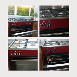 RUSTICA 90CM GAS HOB, ELECTRIC OVEN, ELECTRIC GRILL BURGUNDY