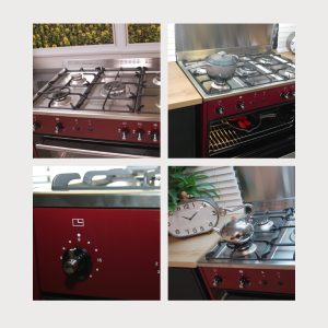 RUSTICA 90CM GAS HOB, GAS OVEN, GAS GRILL BURGUNDY