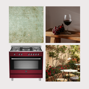 RUSTICA 90CM GAS HOB, ELECTRIC OVEN, ELECTRIC GRILL BURGUNDY