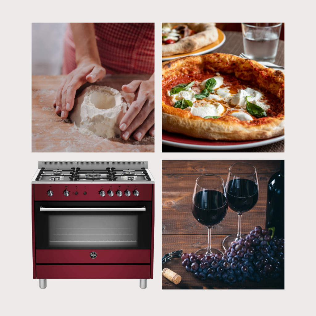 RUSTICA 90CM GAS HOB, GAS OVEN, GAS GRILL BURGUNDY